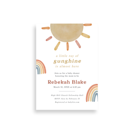Ray of Sunshine baby shower invitation