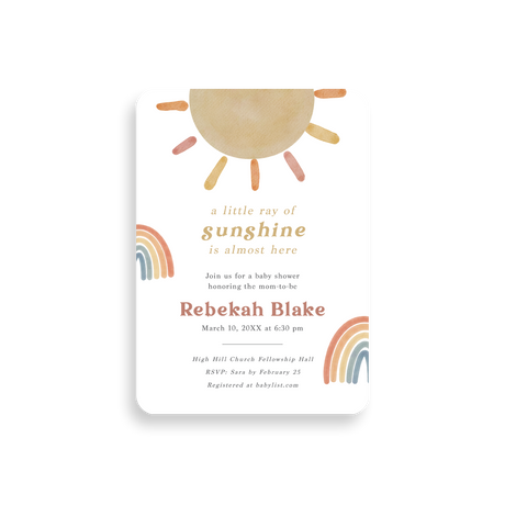 Ray of Sunshine baby shower invitation rounded corners