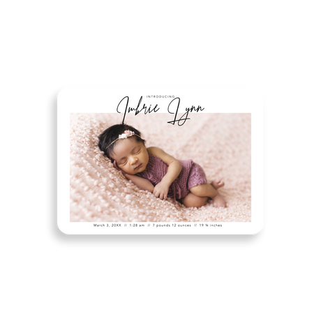 Simple Horizontal birth announcement rounded corners