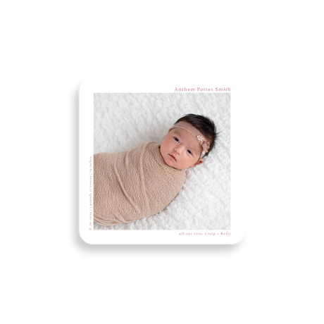 Simple Square birth announcement rounded corners