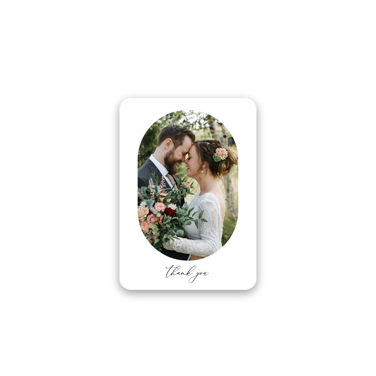 Simplistic White Wedding Thank You Card rounded