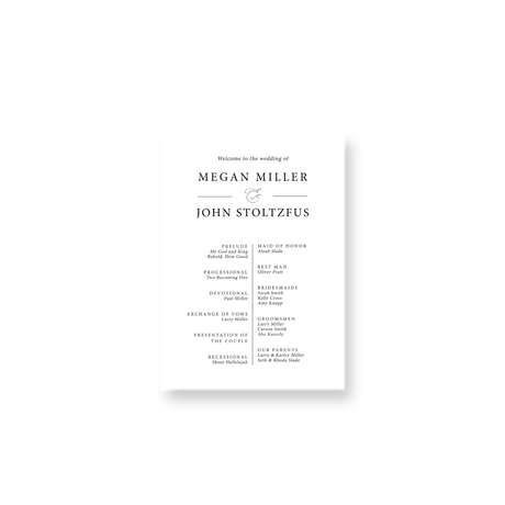 Simplistic White wedding program