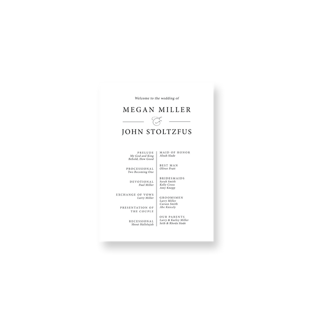 Simplistic White wedding program