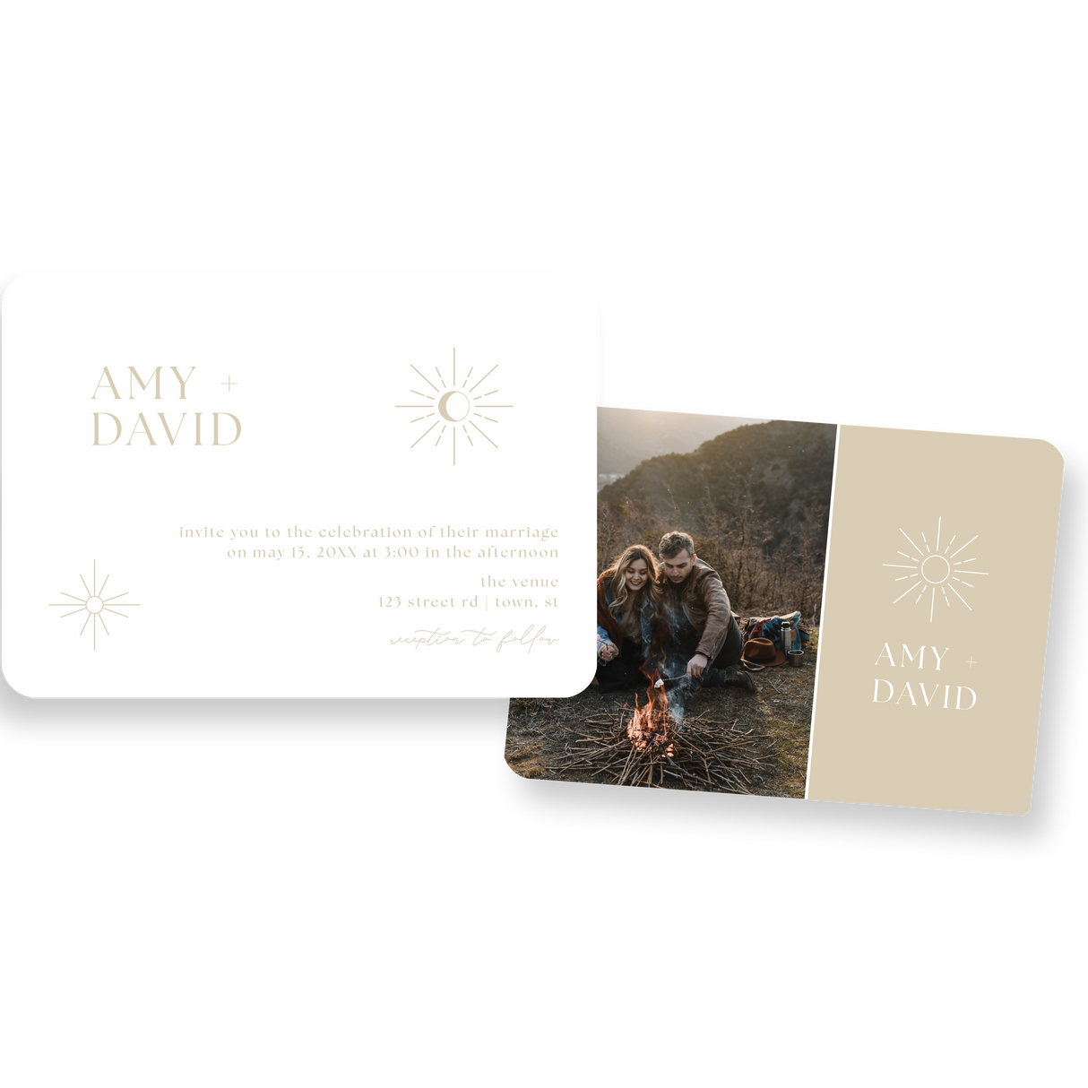 Sun and Moon invitation rounded
