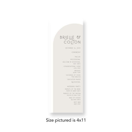 Tan Arch wedding program