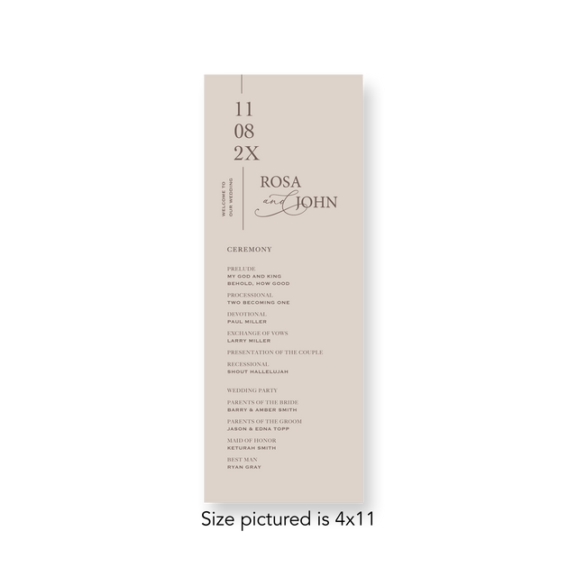 Terra Cotta wedding program