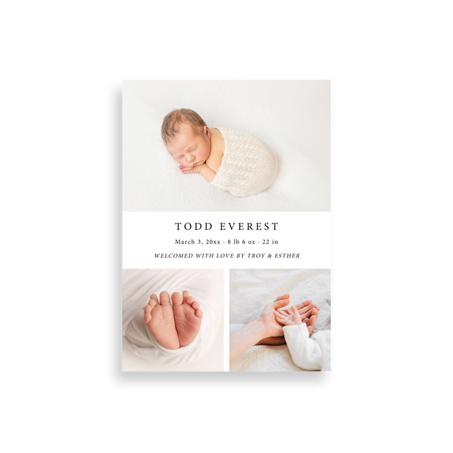 Three Photo birth announcement