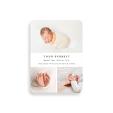 Three Photo birth announcement rounded corners
