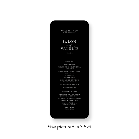 Timeless Black wedding program rounded corners