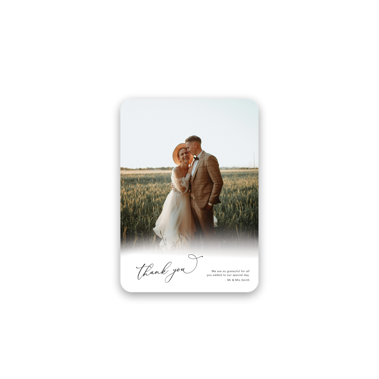 Timeless White Wedding Thank You Card rounded
