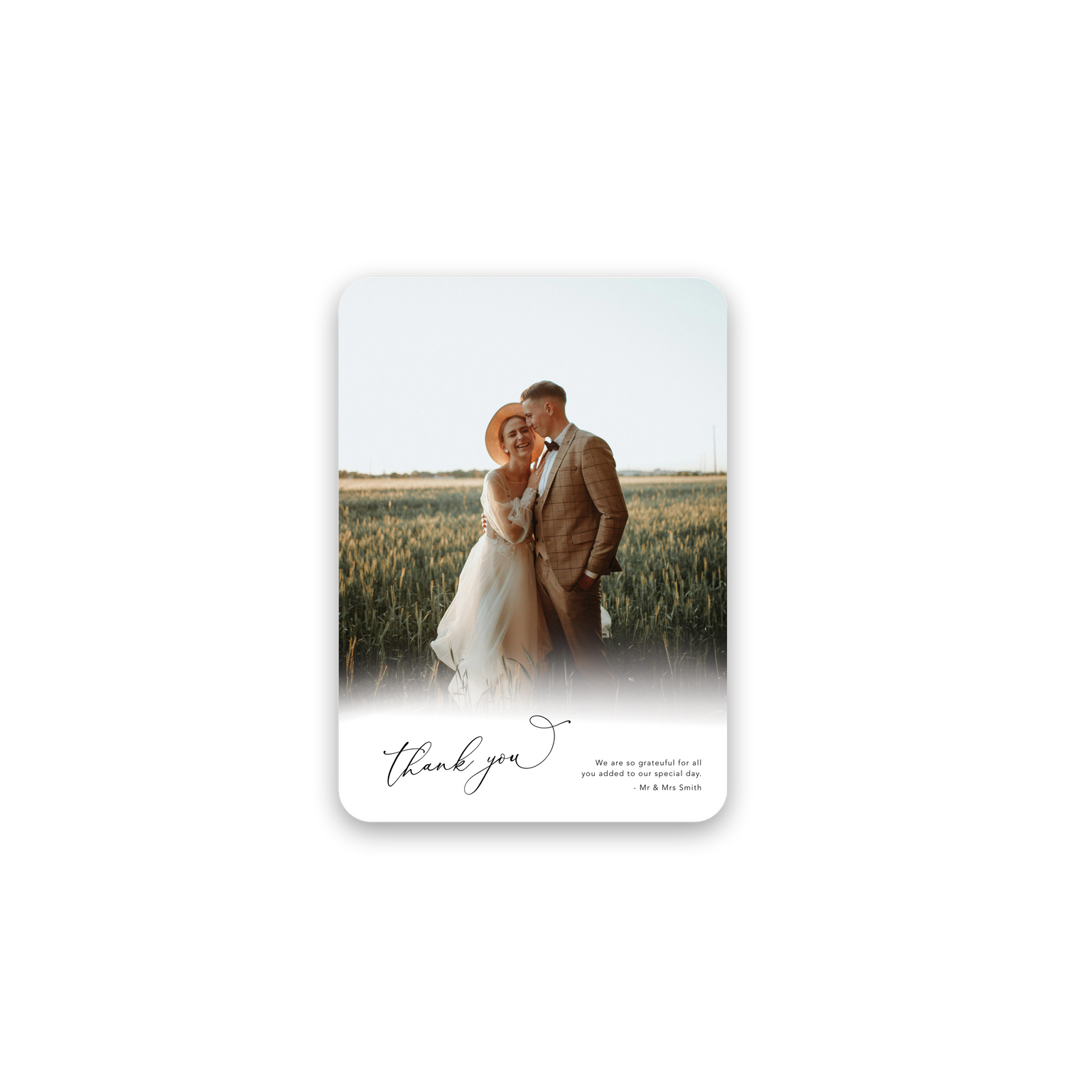 Timeless White Wedding Thank You Card rounded