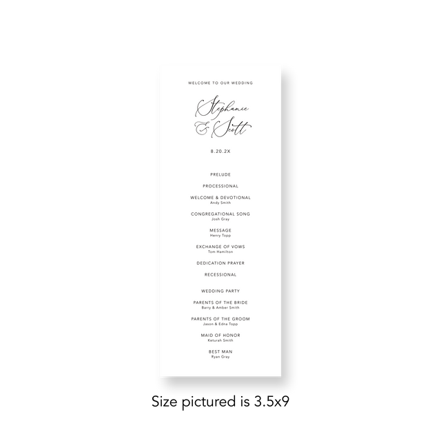 Timeless White wedding program