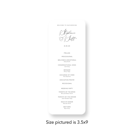 Timeless White wedding program rounded corners