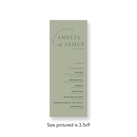 Two Toned Green wedding program