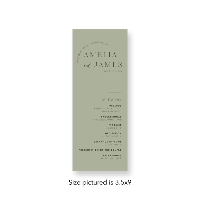 Two Toned Green wedding program