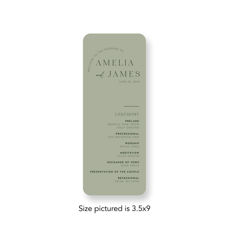 Two Toned Green wedding program rounded corners