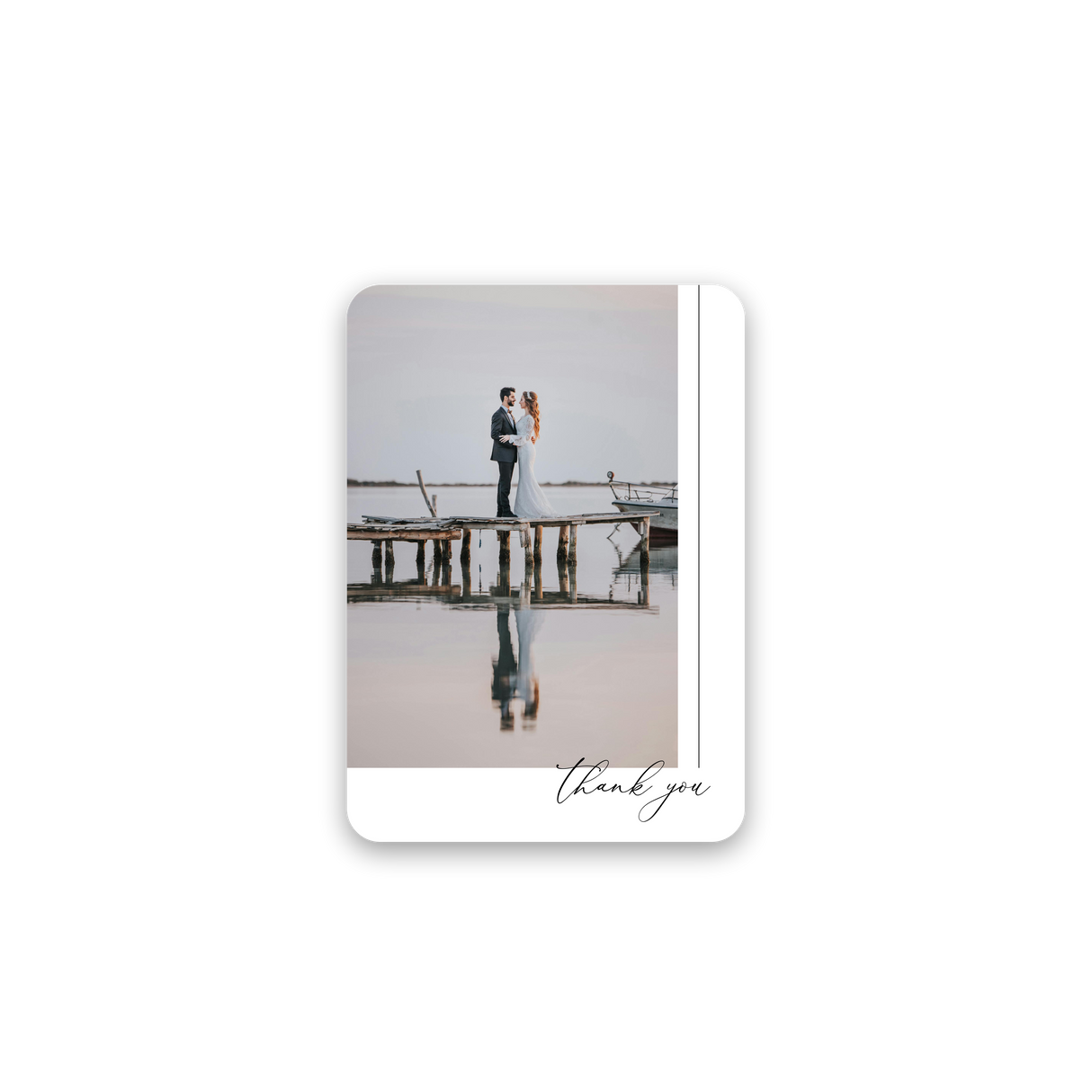 Vertical Line Wedding Thank You Card