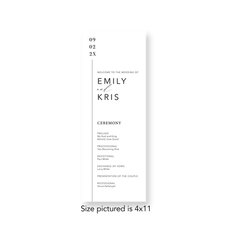 Vertical Line wedding program