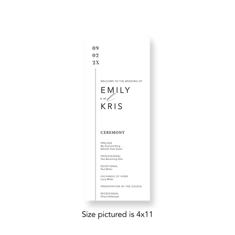 Vertical Line wedding program rounded corners