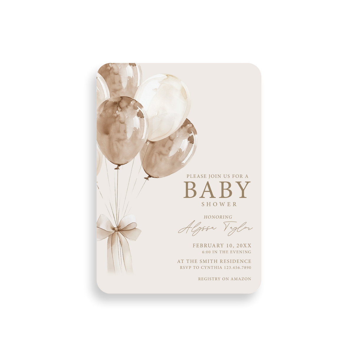 Vintage Balloon baby shower invitation rounded corners