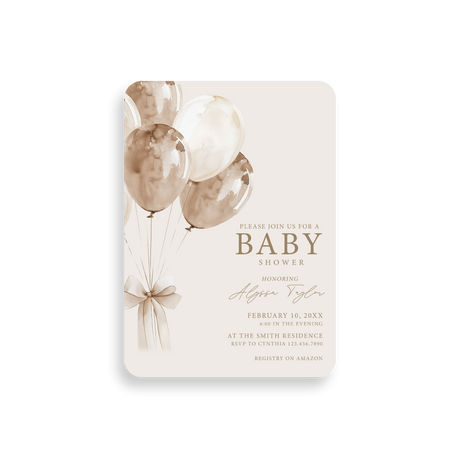 Vintage Balloon baby shower invitation rounded corners