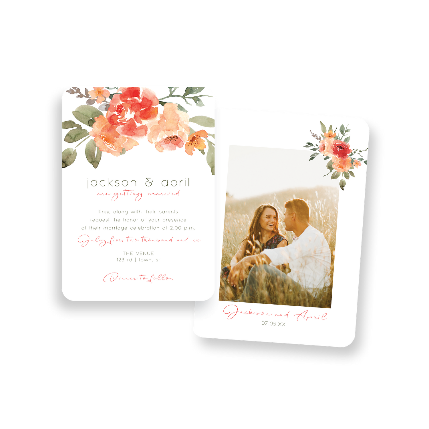 Watercolor invitation rounded
