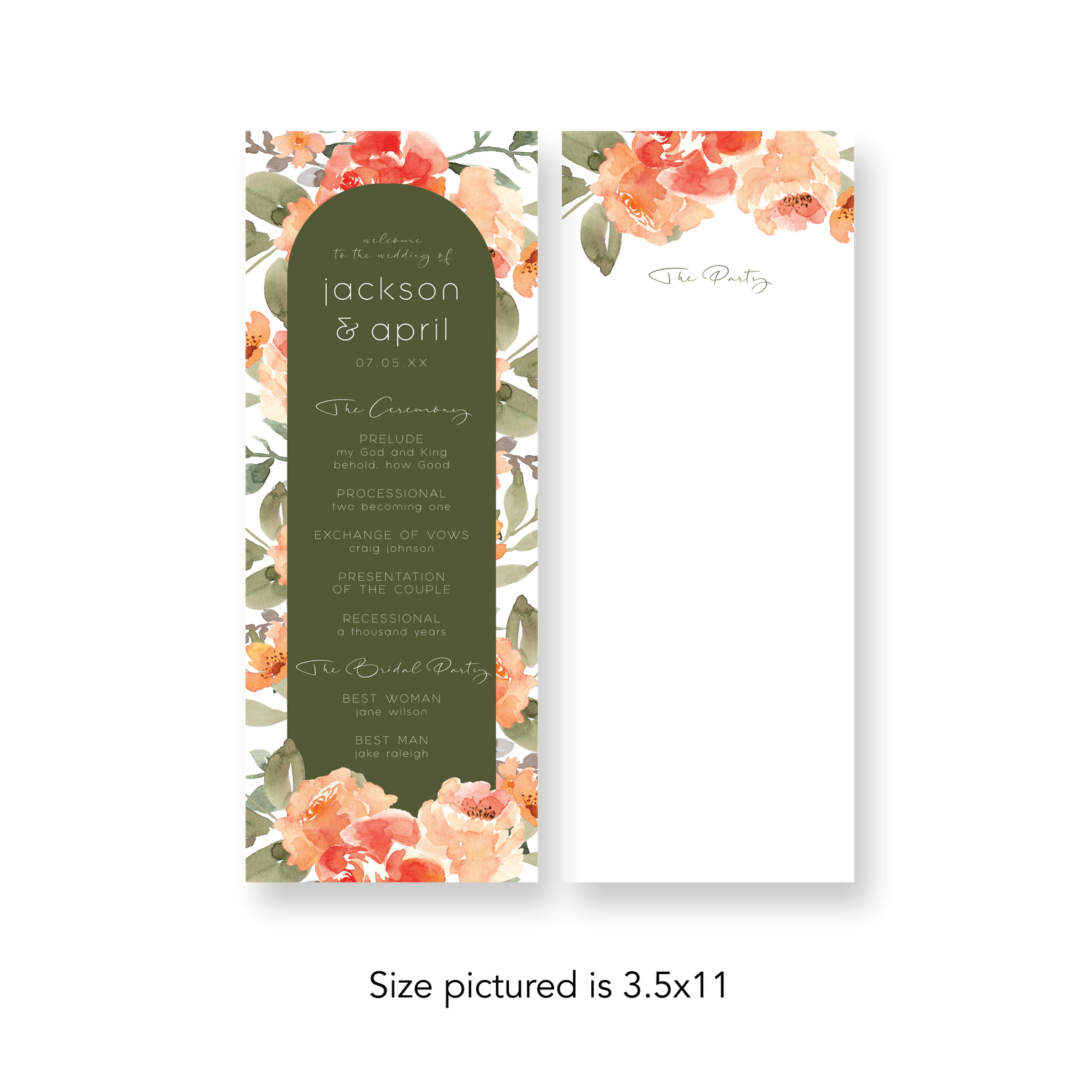 Watercolor wedding program