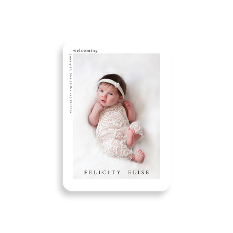Welcoming birth announcement rounded corners