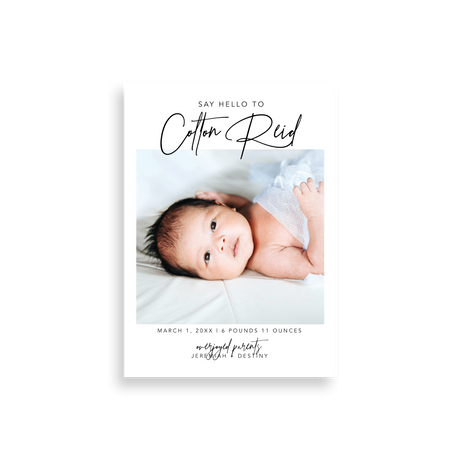 White Classic birth announcement