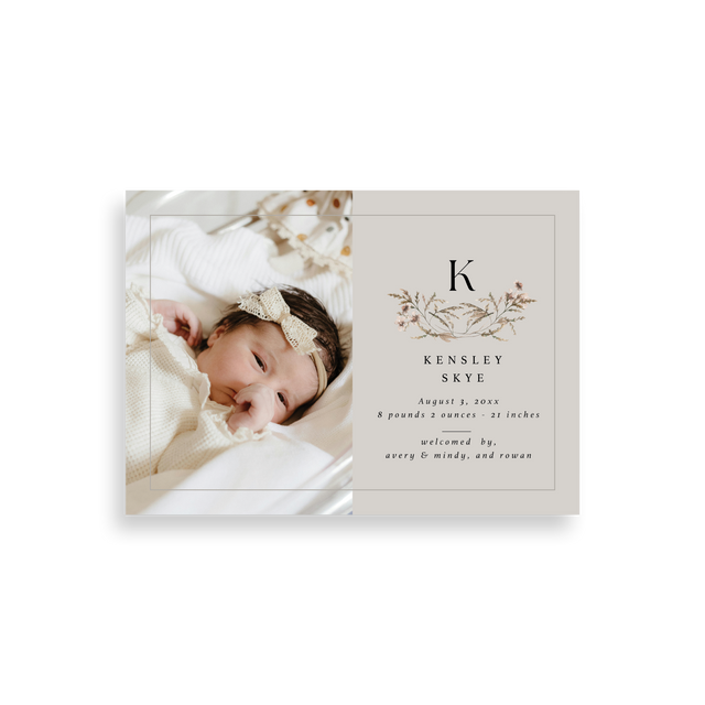 Wildflower birth announcement