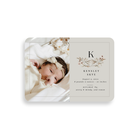 Wildflower birth announcement rounded corners