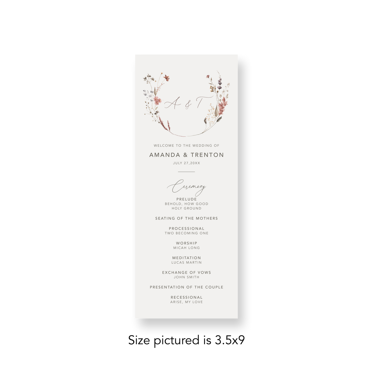 Wildflowers Photo wedding program