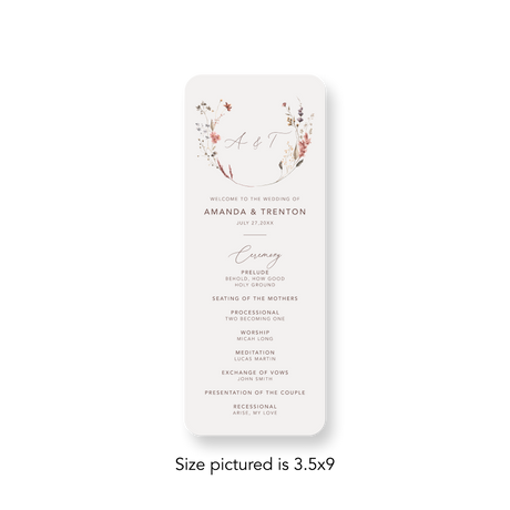 Wildflowers Photo wedding program rounded corners