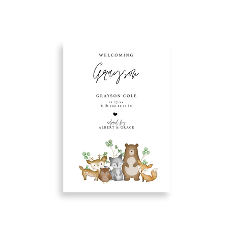 Woodland Creatures birth announcement