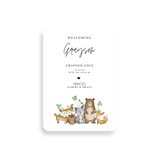 Woodland Creatures birth announcement rounded corners