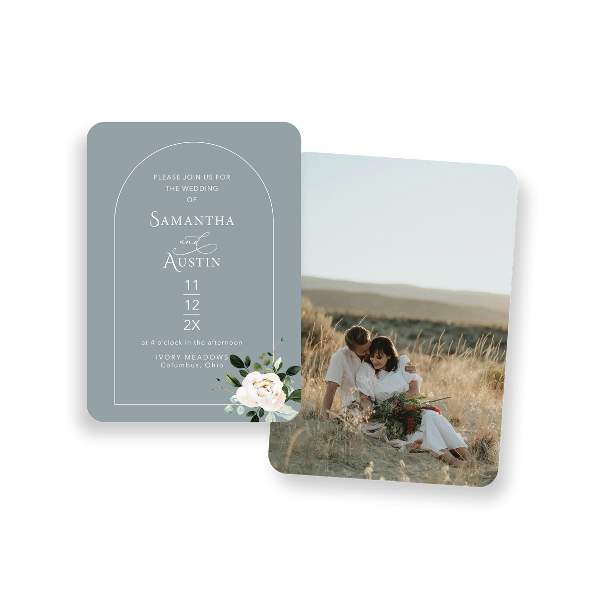arched sage invitation rounded