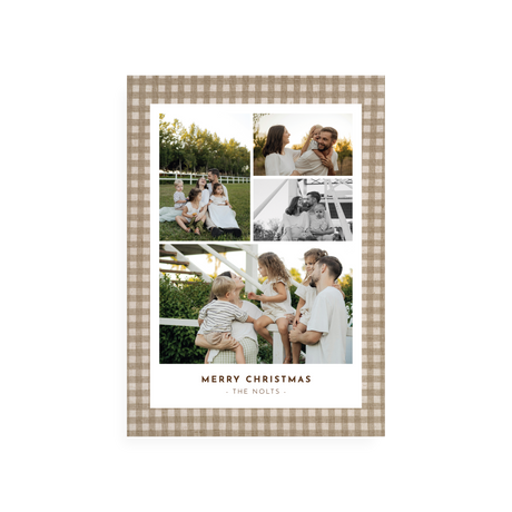 Brown Gingham Christmas Card - front