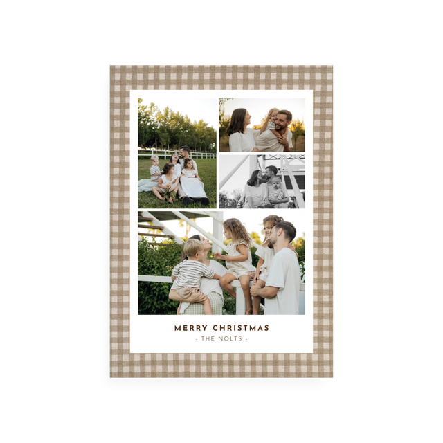 Brown Gingham Christmas Card - front