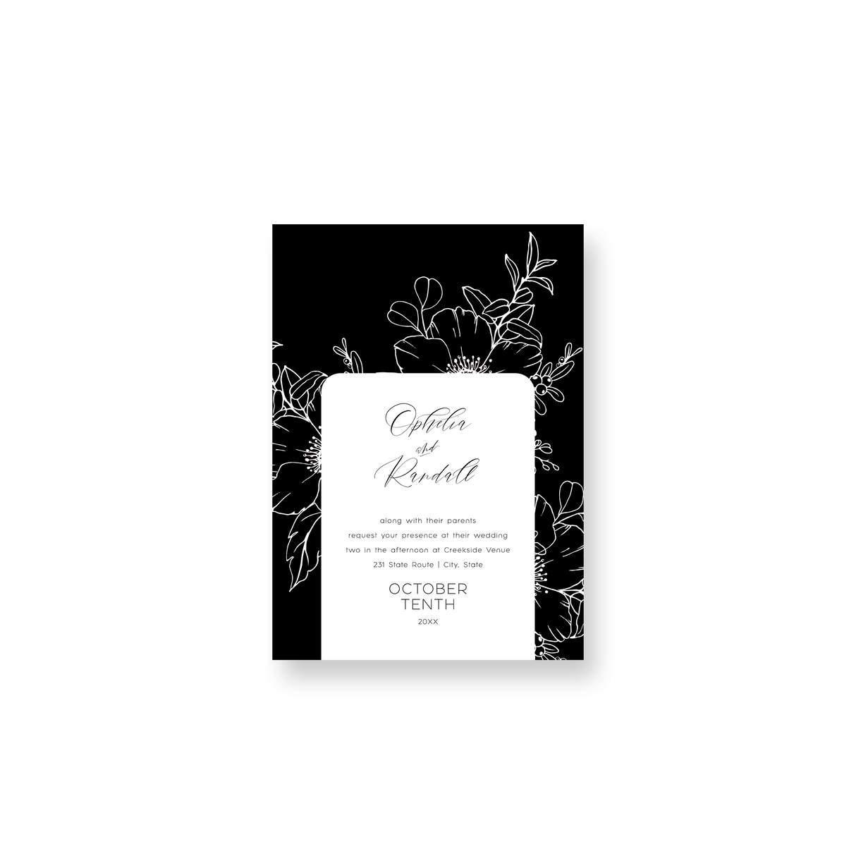 classy black floral invitation