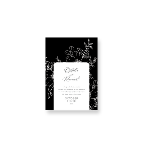 classy black floral invitation