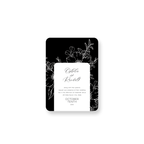 classy black floral invitation rounded
