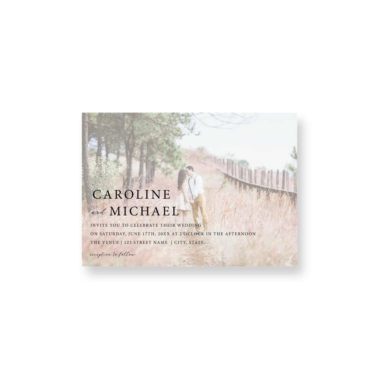 faded photo wedding invitation
