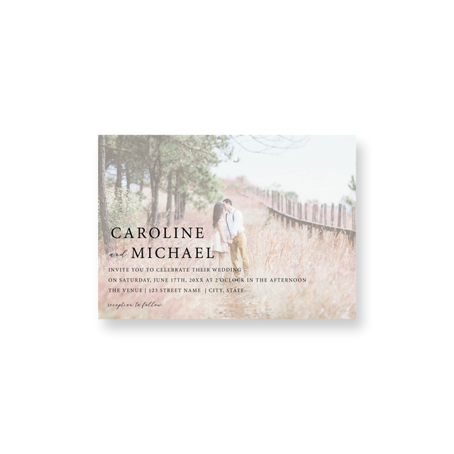 faded photo wedding invitation