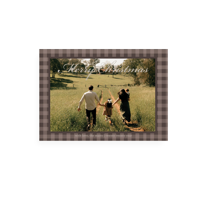 Framed Brown Plaid Christmas Card front
