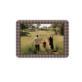 Framed Brown Plaid Christmas Card with rounded corners