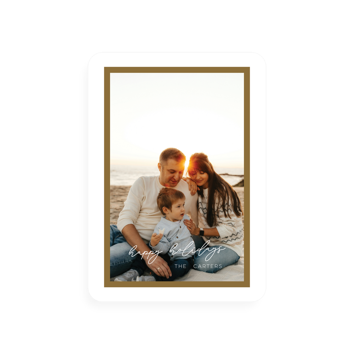Gold Frame Holiday Card - rounded corners