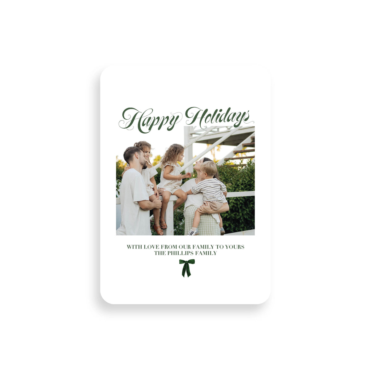 Green Bow Christmas Card