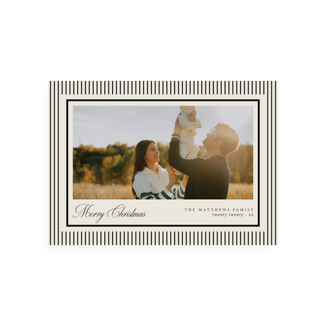 Horizontal Black Stripe Christmas Card - front