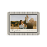 Horizontal Black Stripe Christmas Card - rounded corners