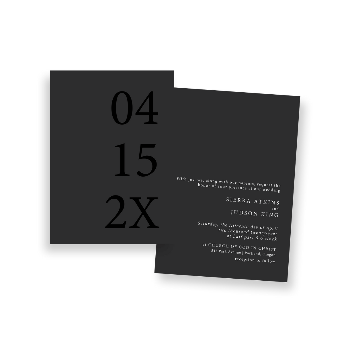 matte charcoal invitation
